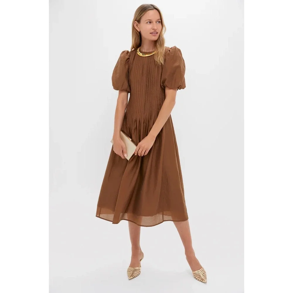HYACINTH HOUSE Toffee Nut Taffeta Mere Dress NWT size XS Retail $178 - Picture 1 of 5